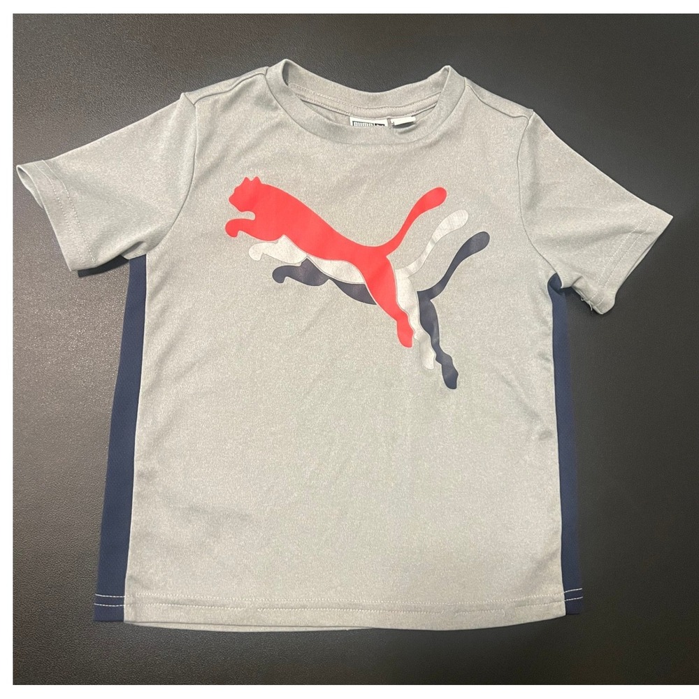 Puma Graphic Tee Toddler Boys 3T Gray Short Sleeve Active 1640